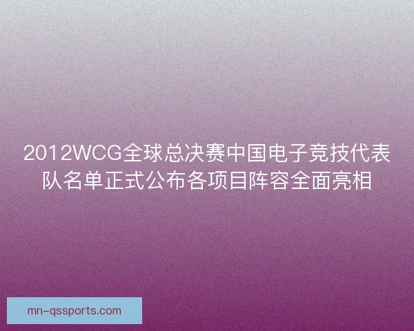 2012WCG全球总决赛中国电子竞技代表队名单正式公布各项目阵容全面亮相
